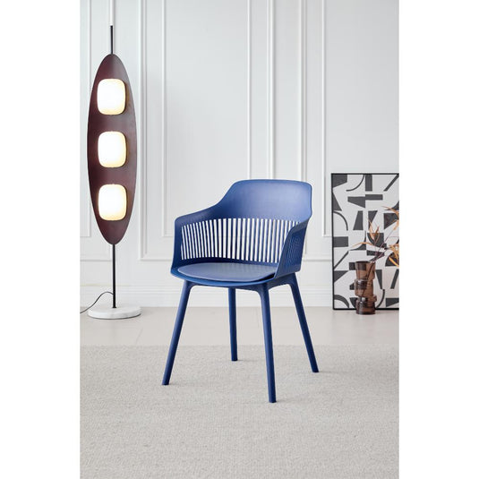 Set de 4 Sillas con Cojín Max, Color Azul, con Espaldar en Rejilla