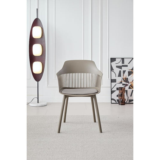 Set de 4 Sillas con Cojín Max, Color Taupe, con Espaldar en Rejilla