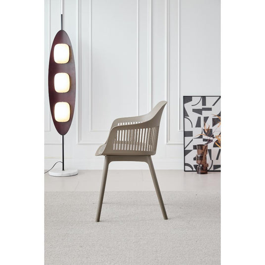 Set de 4 Sillas con Cojín Max, Color Taupe, con Espaldar en Rejilla