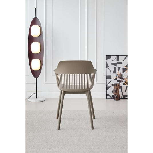 Set de 4 Sillas con Cojín Max, Color Taupe, con Espaldar en Rejilla