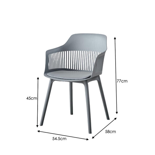 Silla Con Cojin Max, Color Gris Oscuro, Con espaldar y cojín X4