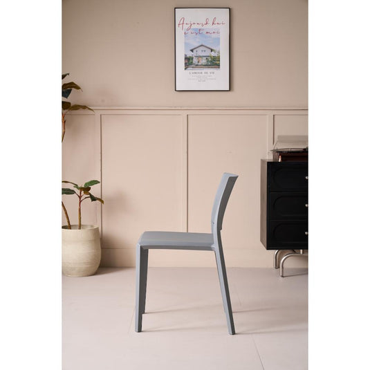 Silla Toledo, Color Gris, con Espaldar Liso y Cuadrado, Diseño Moderno