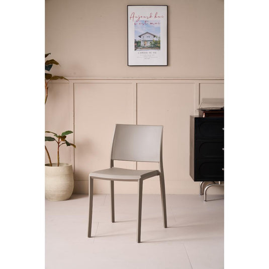 Silla Toledo, Color Taupe, Con espaldar liso y cuadrado, diseño moderno X2