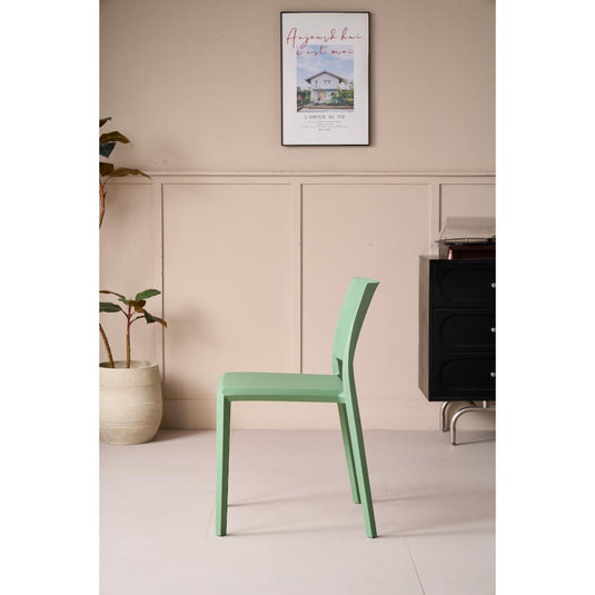 Set de 4 Sillas Toledo, Color Verde, con Espaldar Liso y Cuadrado, Diseño Moderno