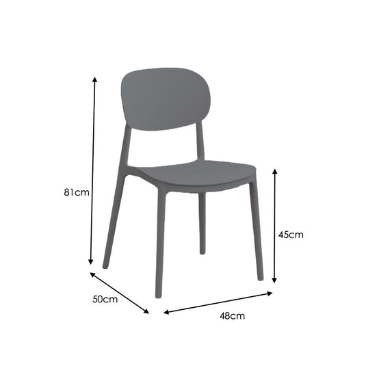 Silla Milan, Color Gris Oscuro, Con espaldar y diseño Moderno X4