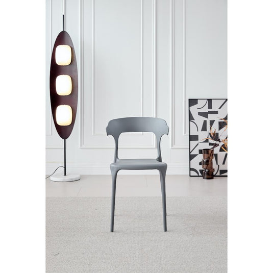 Silla Elena, Color Gris Oscuro, Con espaldar y diseño Moderno X4