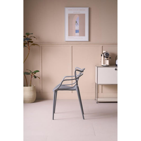 Set de 4 Sillas Palermo, Color Gris, con Espaldar y Diseño Moderno
