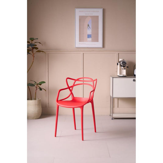 Set de 2 Sillas Palermo, Color Rojo, con Espaldar y Diseño Moderno
