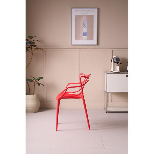 Set de 4 Sillas Palermo, Color Rojo, con Espaldar y Diseño Moderno