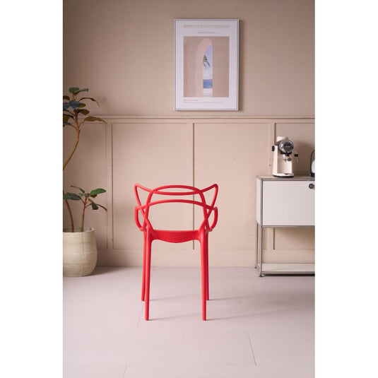Set de 4 Sillas Palermo, Color Rojo, con Espaldar y Diseño Moderno