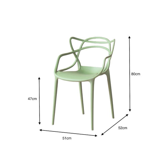 Set de 4 Sillas Palermo, Verde Claro, con Espaldar y Diseño Moderno
