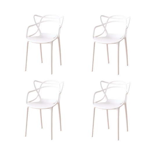 Set de 4 Sillas Palermo, Color Blanco, con Espaldar y Diseño Moderno