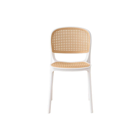 Silla Nest, Color Blanco y Beige, con Espaldar y Asiento en Rejilla