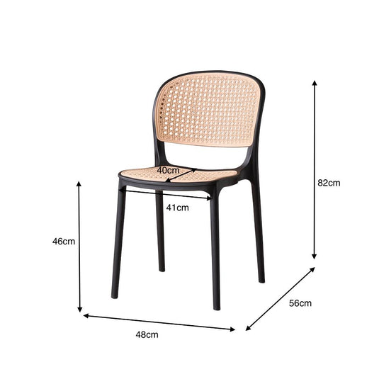 Silla Nest, Color Negro y Beige, con Espaldar y Asiento en Rejilla