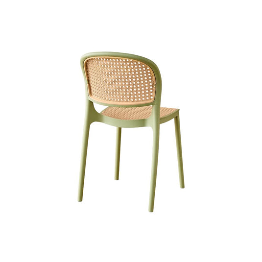 Set de 4 Sillas Nest, Color Verde Olivo y Beige, con Espaldar y Asiento en Rejilla
