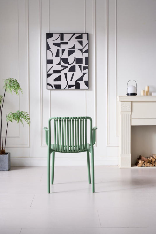 Silla Terra con Brazos, Color Verde Olivo, Con espaldar