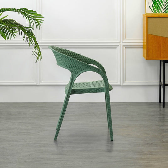 Set de 2 Sillas Axel, Verde Olivo, con Espaldar, Reposa Brazos y con Textura Trenzada