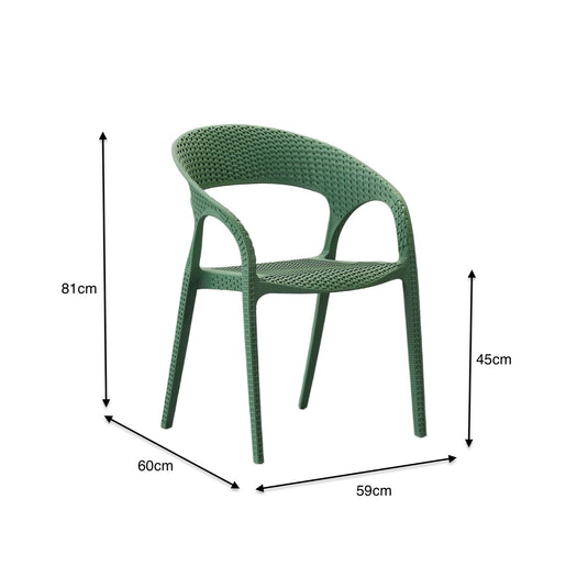 Set de 4 Sillas Axel, Verde Olivo, con Espaldar, Reposa Brazos y con Textura Trenzada