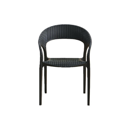Set de 4 Sillas Axel, Negro, con Espaldar, Reposa Brazos y con Textura Trenzada