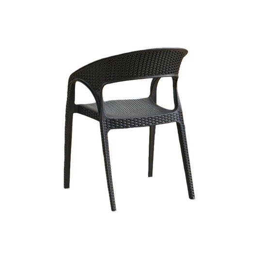 Set de 4 Sillas Axel, Negro, con Espaldar, Reposa Brazos y con Textura Trenzada