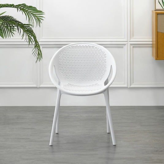 Set de 4 Sillas Selva con Brazos, Color Blanco, con Espaldar