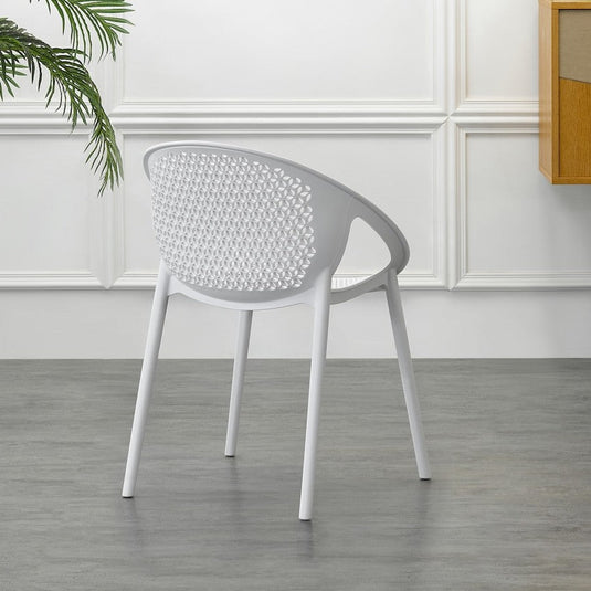 Set de 4 Sillas Selva con Brazos, Color Blanco, con Espaldar