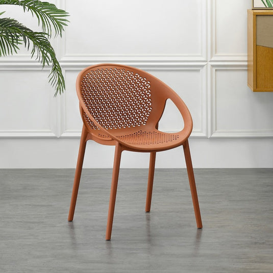 Set de 2 Sillas Selva con Brazos, Color Terracota, con Espaldar