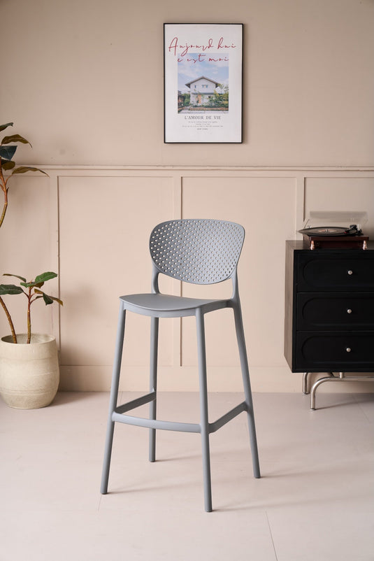 Silla para Bar Río, Color Gris Oscuro, Diseño Moderno X2