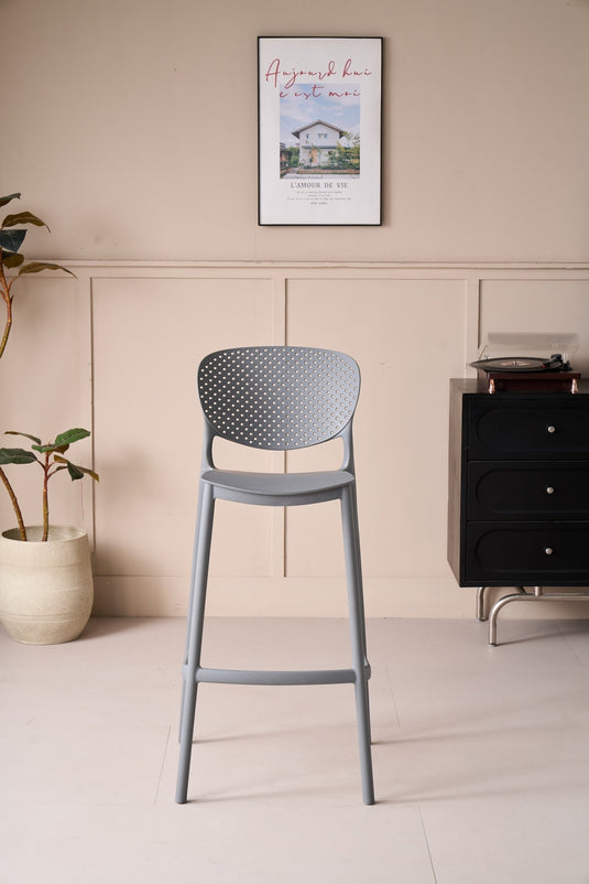 Silla para Bar Río, Color Gris Oscuro, Diseño Moderno X2