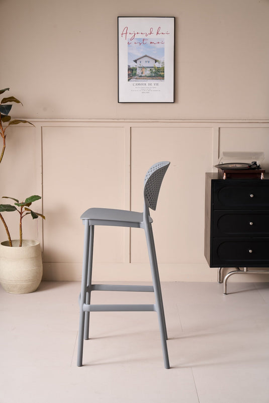Silla para Bar Río, Color Gris Oscuro, Diseño Moderno X4
