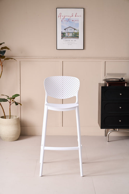 Silla para Bar Rio, Color Blanco, Diseño Moderno X4