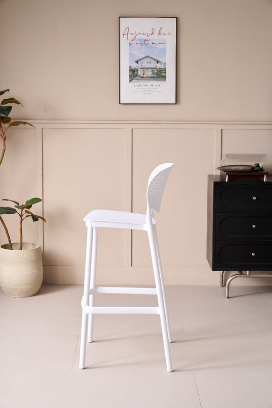 Silla para Bar Rio, Color Blanco, Diseño Moderno X4