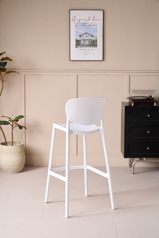 Silla para Bar Rio, Color Blanco, Diseño Moderno X4