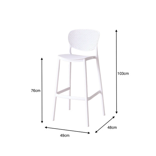 Silla para Bar Rio, Color Blanco, Diseño Moderno X4