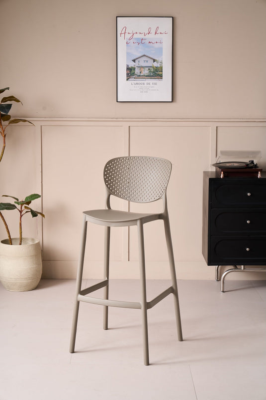 Silla para Bar Río, Color Taupe, Diseño Moderno