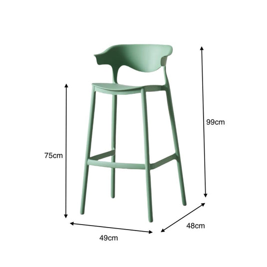 Set de 4 Sillas para Bar Elena, Color Verde Oliva, Diseño Moderno