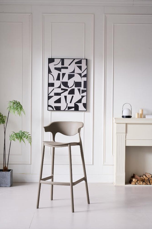 Silla para Bar Elena, Color Taupe, Diseño Moderno X2