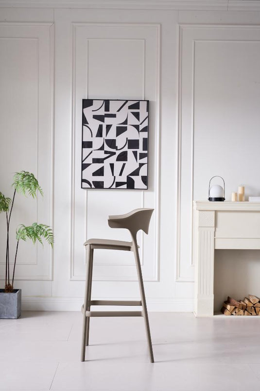 Silla para Bar Elena, Color Taupe, Diseño Moderno X2