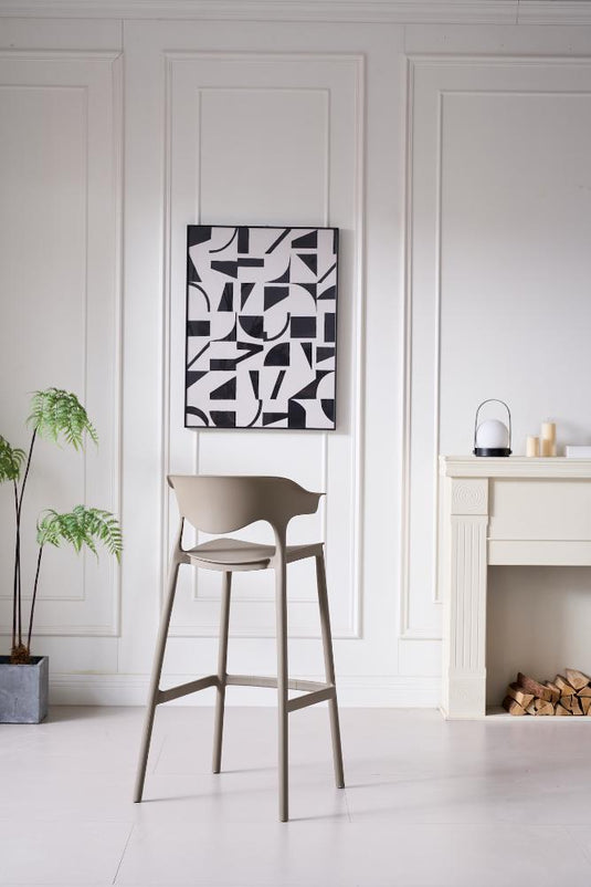 Silla para Bar Elena, Color Taupe, Diseño Moderno X2