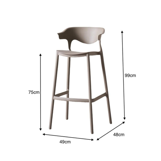 Silla para Bar Elena, Color Taupe, Diseño Moderno X2