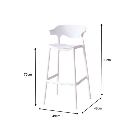 Set de 4 Sillas para Bar Elena, Color Blanco, Diseño Moderno