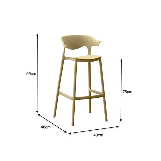Set de 4 Sillas para Bar Elena, Color Khaki, Diseño Moderno