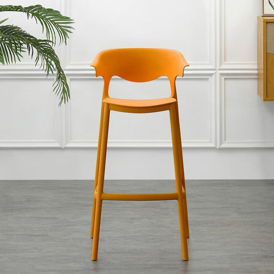 Set de 4 Sillas para Bar Elena, Color Naranja, Diseño Moderno