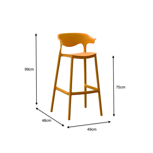 Set de 2 Sillas para Bar Elena, Color Naranja, Diseño Moderno