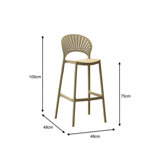 Set de 2 Sillas para Bar Paraíso, Color Khaki, Diseño Moderno