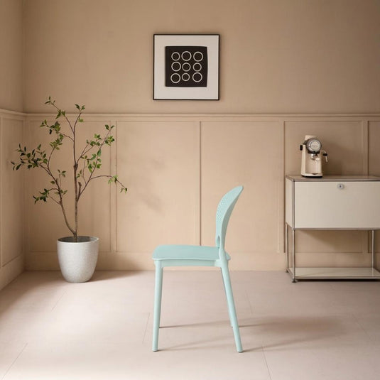 Silla Florida, Color Azul Claro, con Espaldar y Diseño Moderno