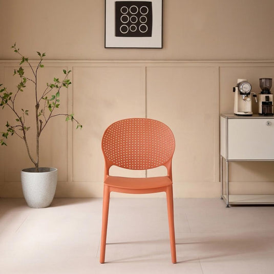 Silla Florida, Color Terracota, con Espaldar y Diseño Moderno