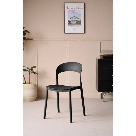 Silla Sevilla, Color Negro, Con espaldar liso y diseño minimalista