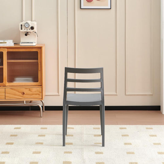 Set de 2 Sillas New York, Gris Oscuro, con Espaldar en Líneas y Diseño Minimalista