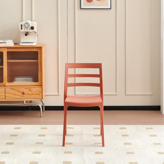 Set de 4 Sillas New York, Terracota, con Espaldar en Líneas y Diseño Minimalista